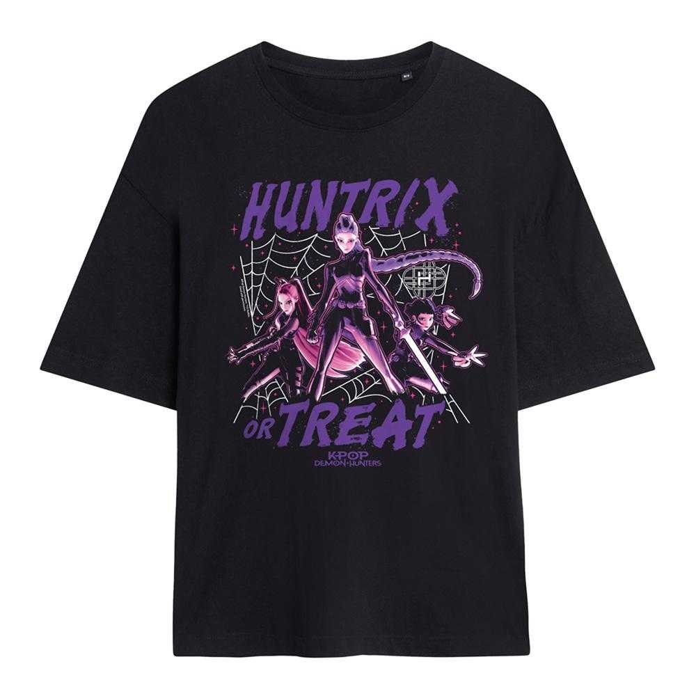 Black - Front - K-Pop Demon Hunters Womens-Ladies Huntrix Or Treat Oversized T-Shirt