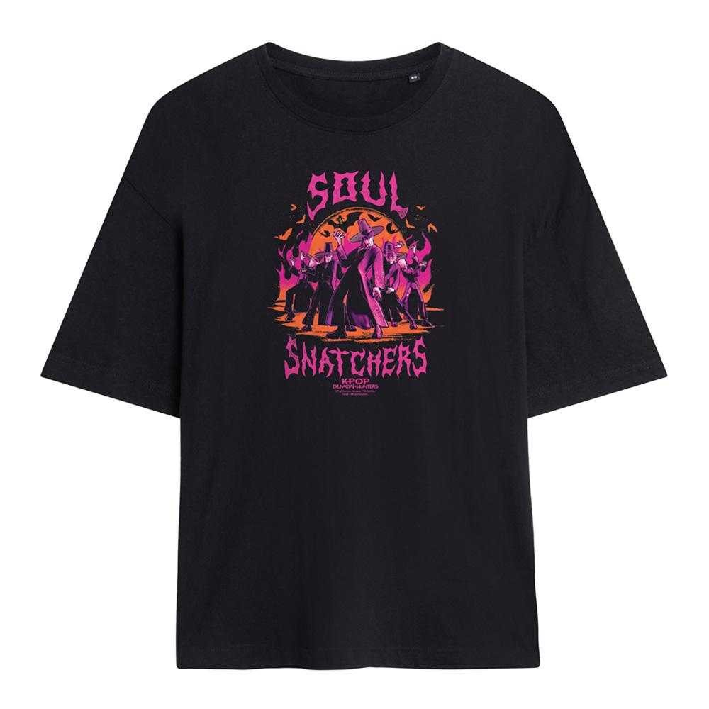 Black - Front - K-Pop Demon Hunters Womens-Ladies Soul Snatchers Saja Boys Oversized T-Shirt
