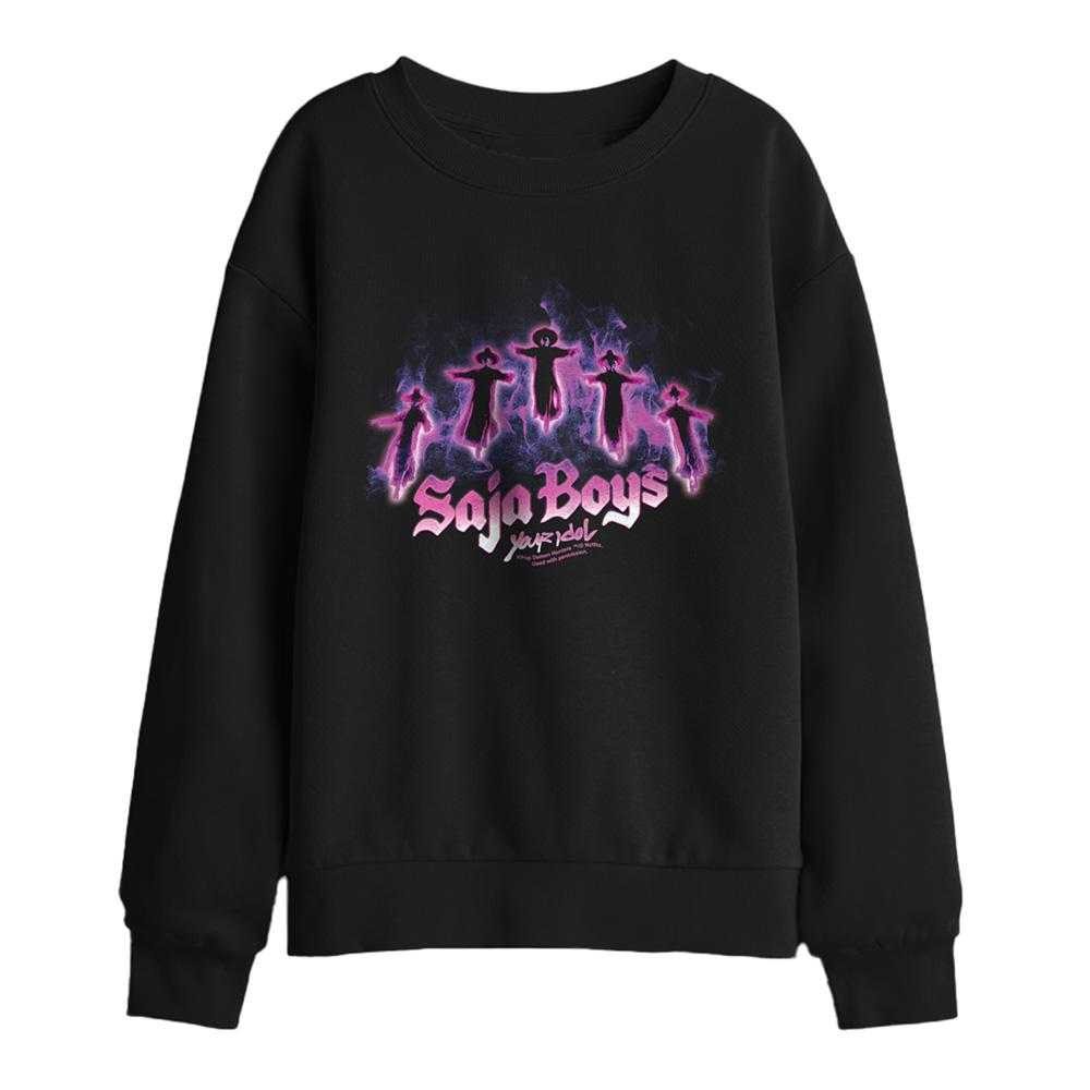 Black - Front - K-Pop Demon Hunters Childrens-Kids Saja Boys Floating Sweatshirt
