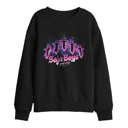 Black - Front - K-Pop Demon Hunters Childrens-Kids Saja Boys Floating Sweatshirt
