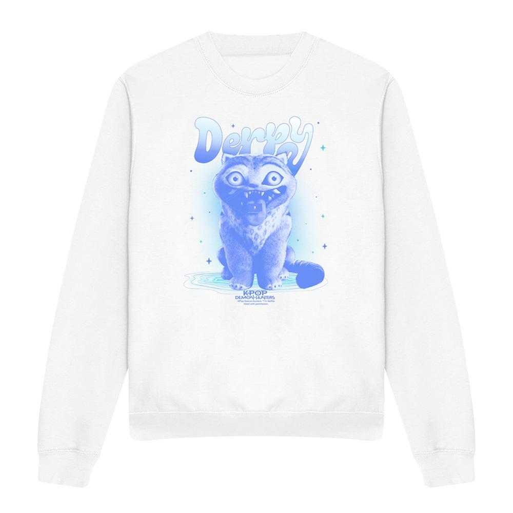 White - Front - K-Pop Demon Hunters Unisex Adult Derpy Tiger Airbrush Sweatshirt