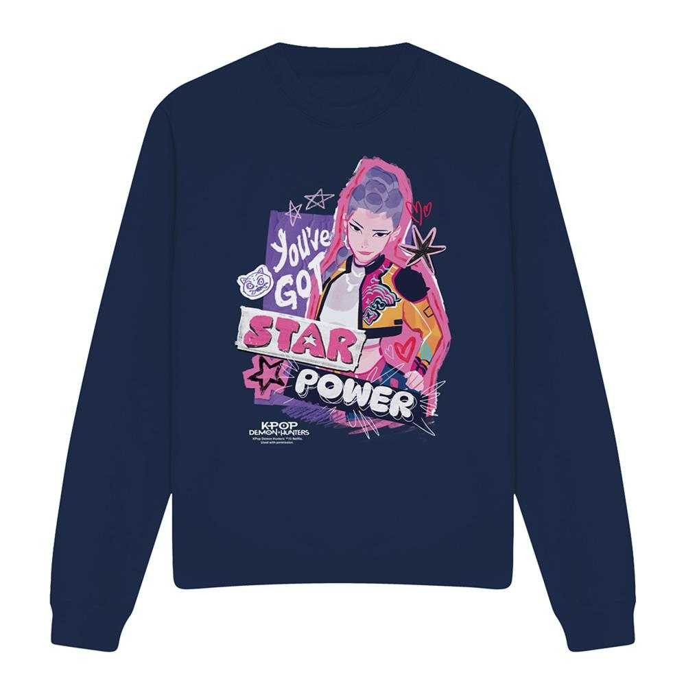 Navy - Front - K-Pop Demon Hunters Unisex Adult Rumi Scrapbook Stars Sweatshirt