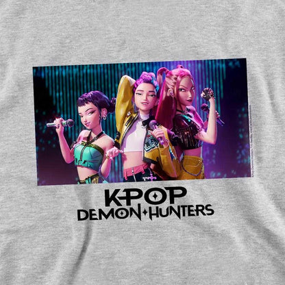 Athletic Heather - Side - K-Pop Demon Hunters Childrens-Kids Singing Huntr-X Group Pullover Hoodie