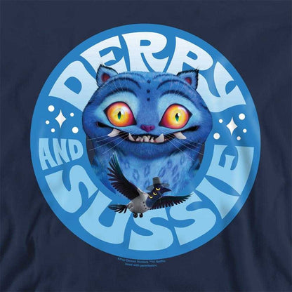 Navy - Side - K-Pop Demon Hunters Unisex Adult Derpy & Sussie Badge Sweatshirt