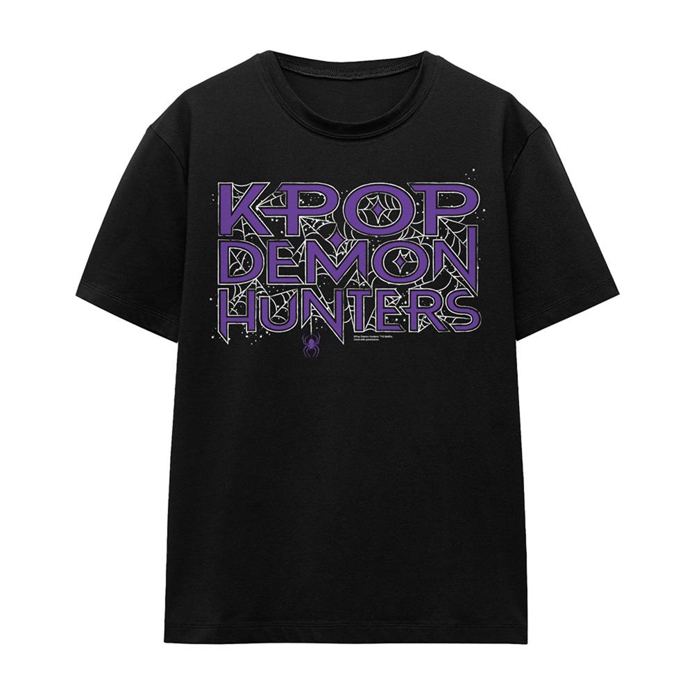 Black - Front - K-Pop Demon Hunters Womens-Ladies Web Logo Halloween T-Shirt