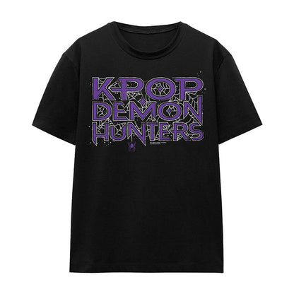 Black - Front - K-Pop Demon Hunters Womens-Ladies Web Logo Halloween T-Shirt