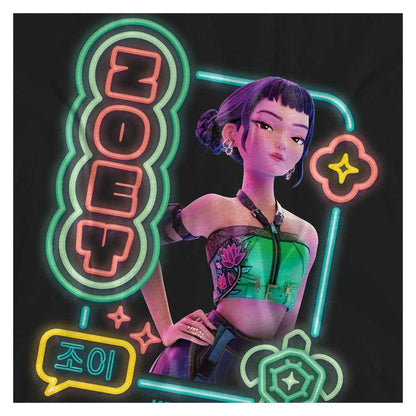 Black - Side - K-Pop Demon Hunters Womens-Ladies Zoey Glowing Lights T-Shirt