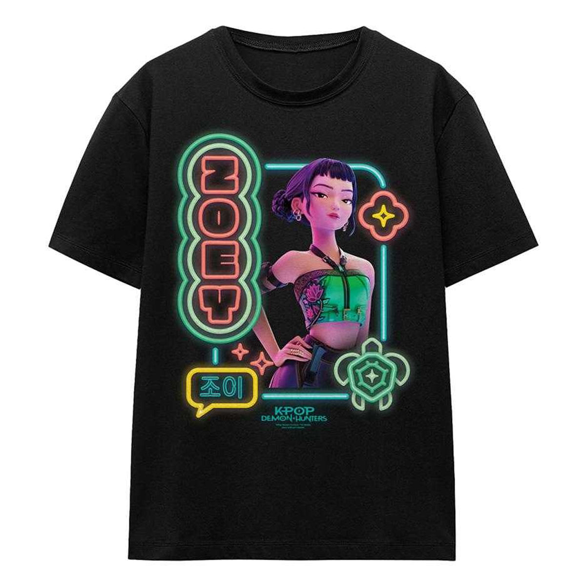 Black - Front - K-Pop Demon Hunters Womens-Ladies Zoey Glowing Lights T-Shirt