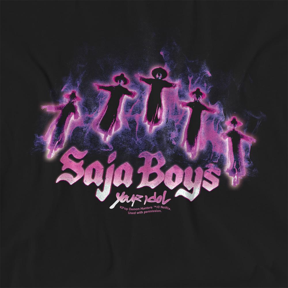 Black - Side - K-Pop Demon Hunters Womens-Ladies Saja Boys Floating Regular T-Shirt