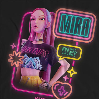 Black - Side - K-Pop Demon Hunters Womens-Ladies Mira Glowing Lights T-Shirt