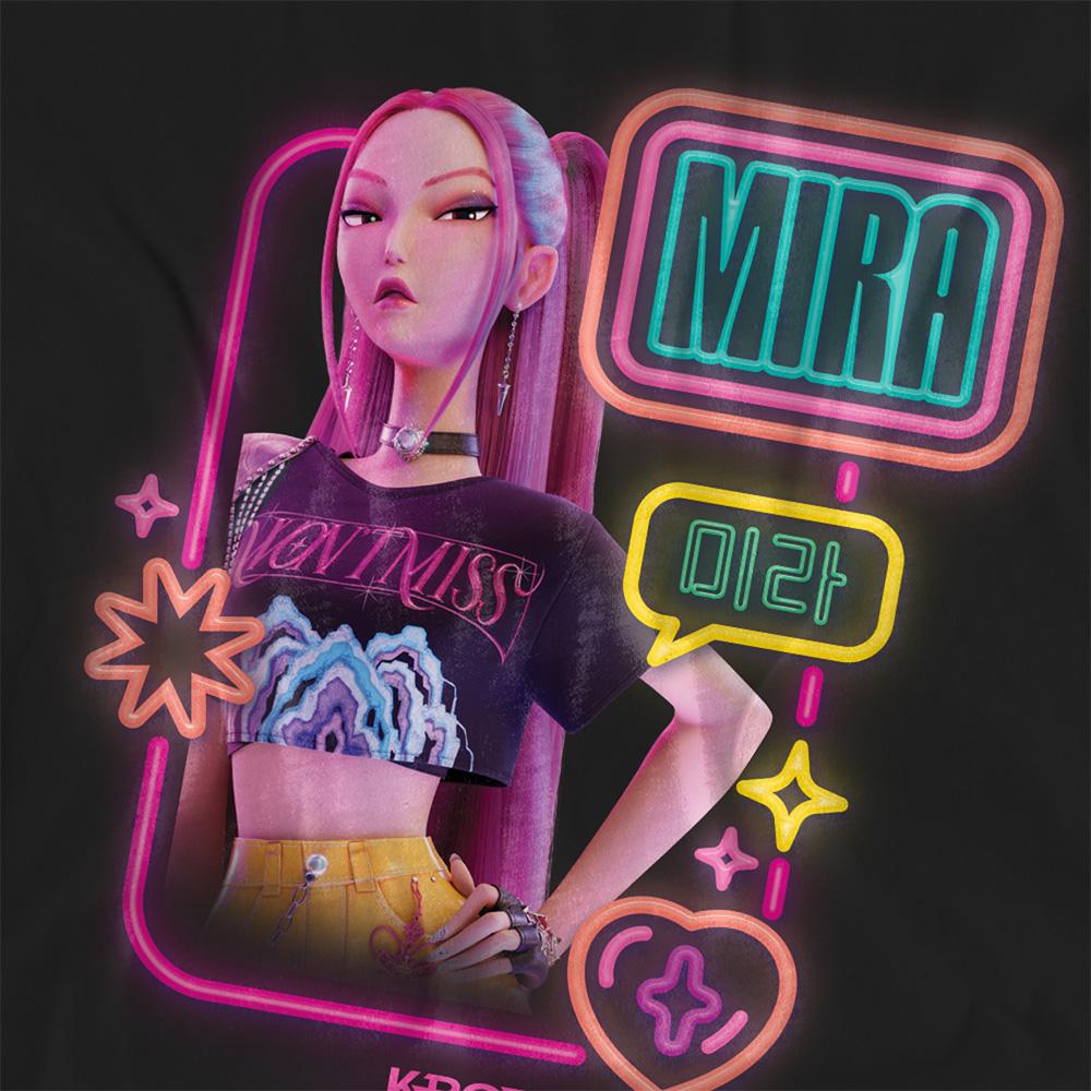 Black - Side - K-Pop Demon Hunters Womens-Ladies Mira Glowing Lights T-Shirt