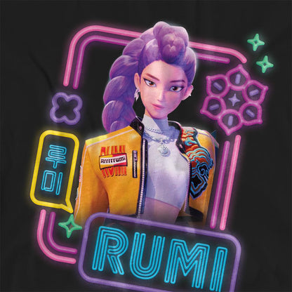 Black - Side - K-Pop Demon Hunters Womens-Ladies Rumi Glowing Lights T-Shirt