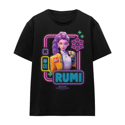Black - Front - K-Pop Demon Hunters Womens-Ladies Rumi Glowing Lights T-Shirt
