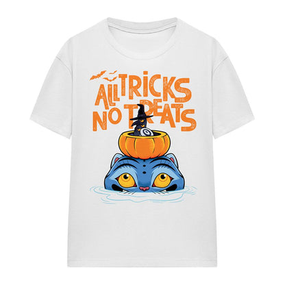 White - Front - K-Pop Demon Hunters Womens-Ladies All Tricks Derpy & Sussie Halloween T-Shirt