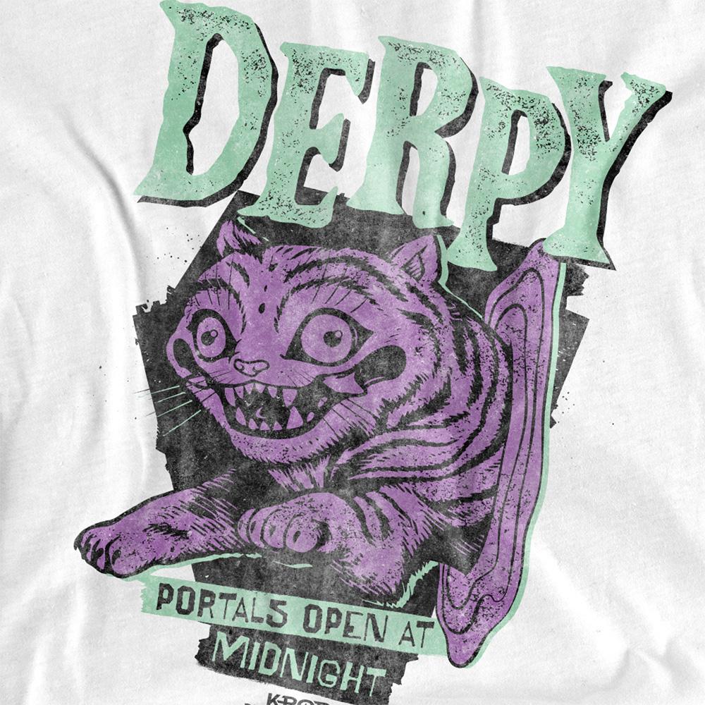 White - Side - K-Pop Demon Hunters Womens-Ladies Derpy Tiger Portal Halloween T-Shirt