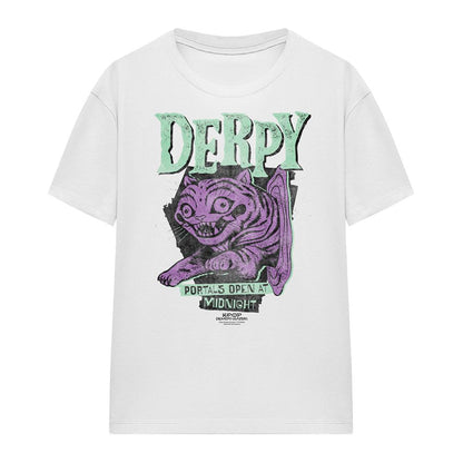 White - Front - K-Pop Demon Hunters Womens-Ladies Derpy Tiger Portal Halloween T-Shirt
