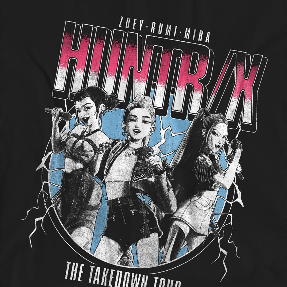 Black - Side - K-Pop Demon Hunters Womens-Ladies Huntrix Takedown Tour Band T-Shirt