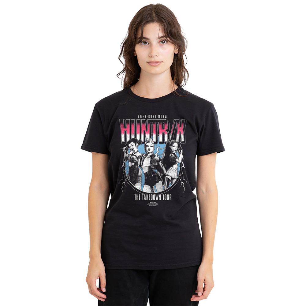 Black - Lifestyle - K-Pop Demon Hunters Womens-Ladies Huntrix Takedown Tour Band T-Shirt