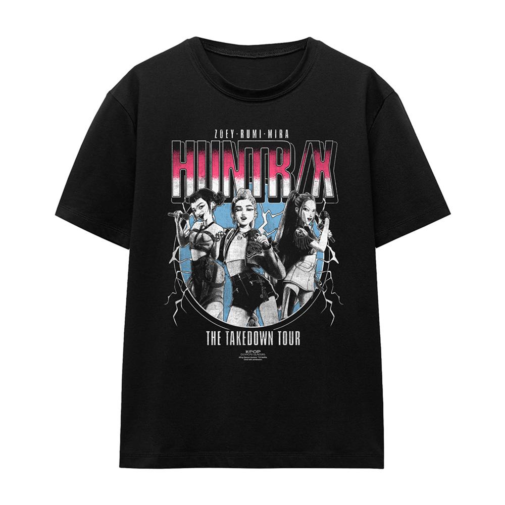 Black - Front - K-Pop Demon Hunters Womens-Ladies Huntrix Takedown Tour Band T-Shirt