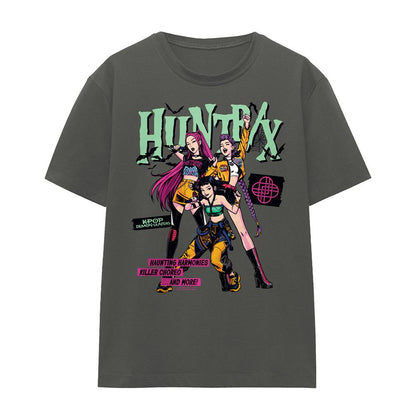 Charcoal - Front - K-Pop Demon Hunters Womens-Ladies Huntrix Punk Concert Halloween T-Shirt