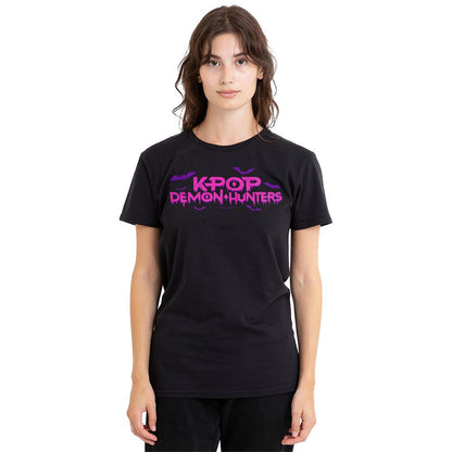 Black - Lifestyle - K-Pop Demon Hunters Womens-Ladies Drip Logo Halloween T-Shirt