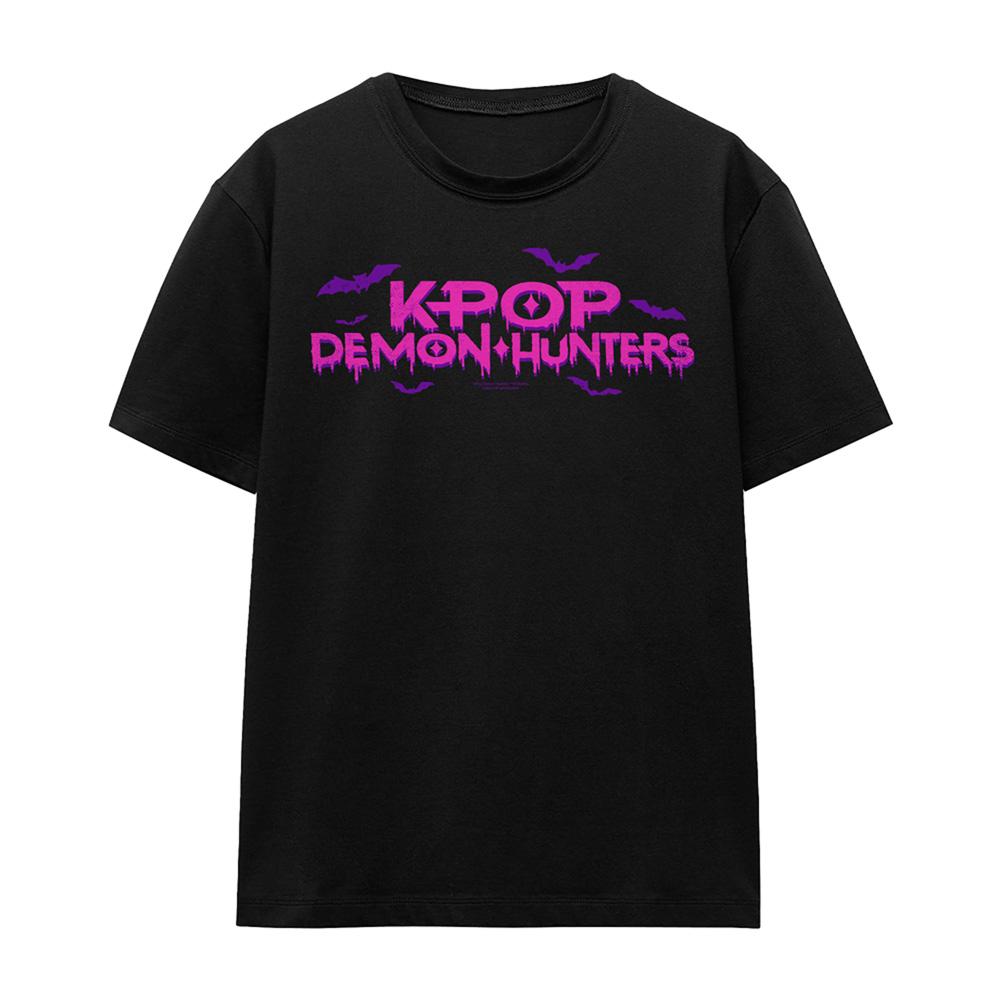 Black - Front - K-Pop Demon Hunters Womens-Ladies Drip Logo Halloween T-Shirt