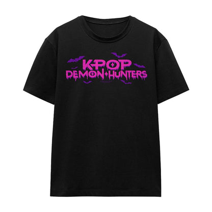Black - Front - K-Pop Demon Hunters Womens-Ladies Drip Logo Halloween T-Shirt