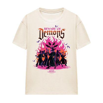 Natural - Front - K-Pop Demon Hunters Womens-Ladies Beware Of Demons Saja Boys T-Shirt