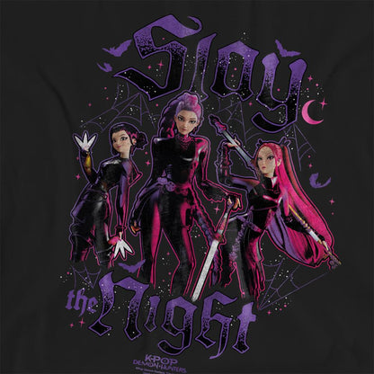 Black - Side - K-Pop Demon Hunters Womens-Ladies Huntrix Slay The Night T-Shirt