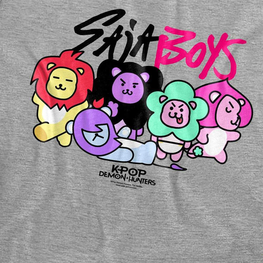 Athletic Heather - Side - K-Pop Demon Hunters Womens-Ladies Saja Boys Lion Mascots T-Shirt