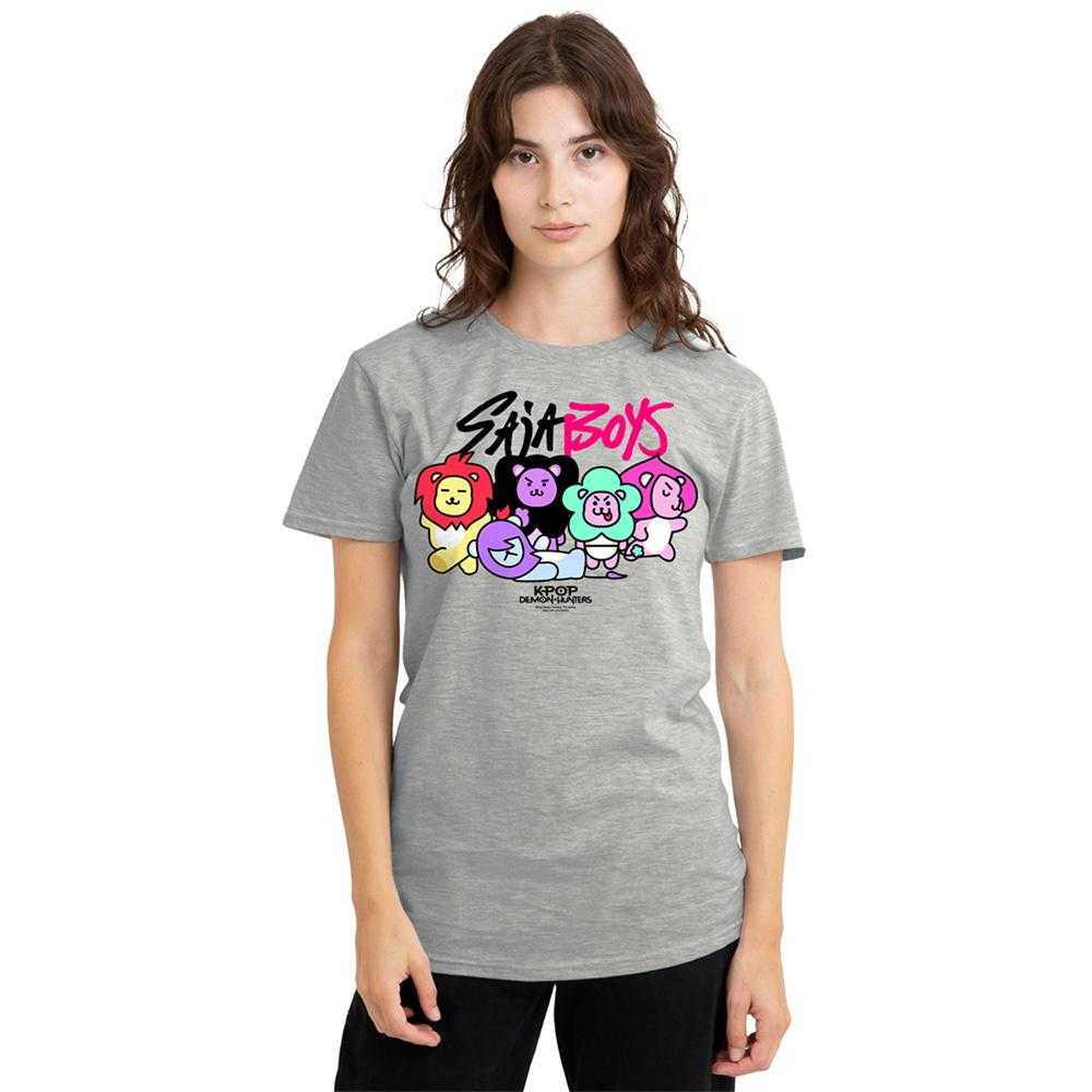 Athletic Heather - Lifestyle - K-Pop Demon Hunters Womens-Ladies Saja Boys Lion Mascots T-Shirt