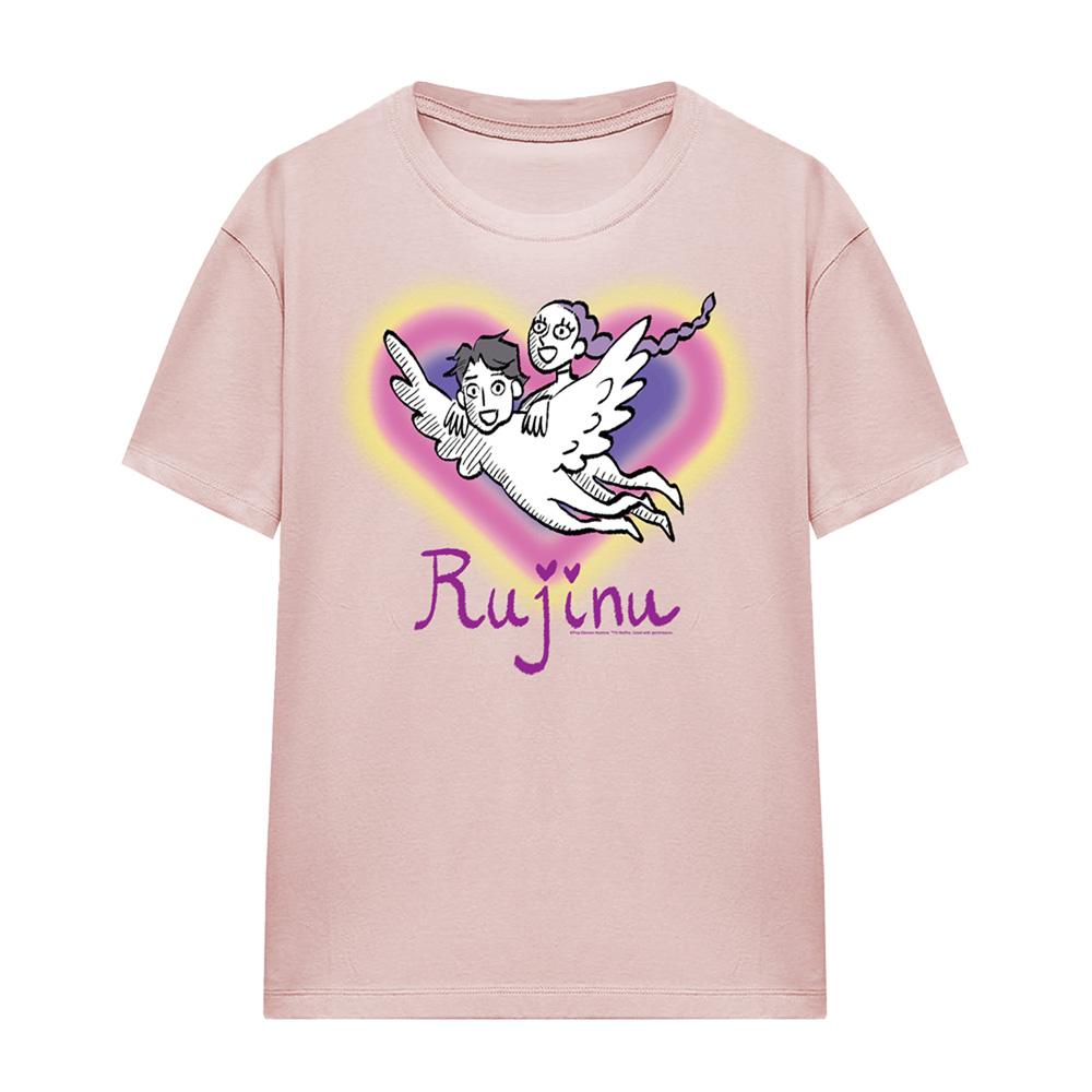 Pink - Front - K-Pop Demon Hunters Womens-Ladies Huntrix Saja Boys Rujinu Heart T-Shirt