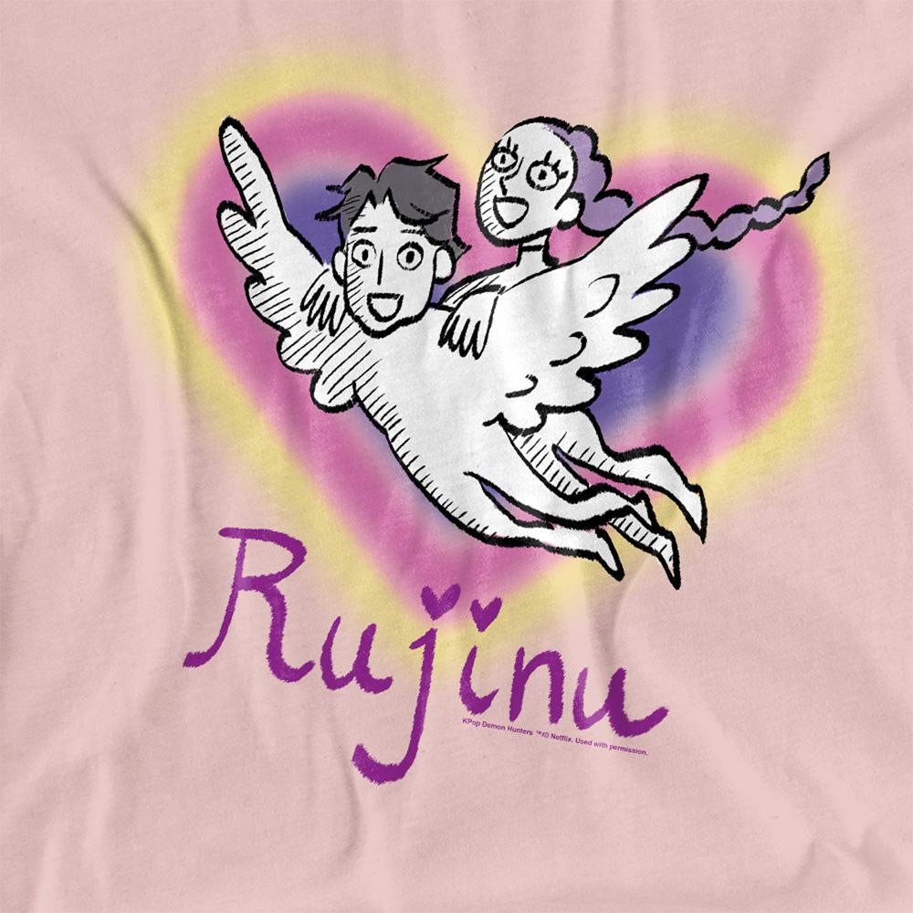 Pink - Side - K-Pop Demon Hunters Womens-Ladies Huntrix Saja Boys Rujinu Heart T-Shirt