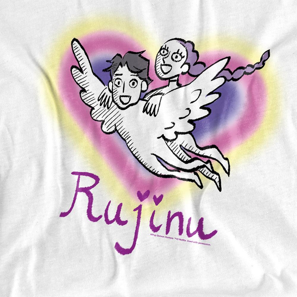 White - Pack Shot - K-Pop Demon Hunters Womens-Ladies Huntrix Saja Boys Rujinu Heart Regular T-Shirt
