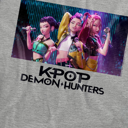 Athletic Heather - Pack Shot - K-Pop Demon Hunters Womens-Ladies Huntrix Group Singing T-Shirt