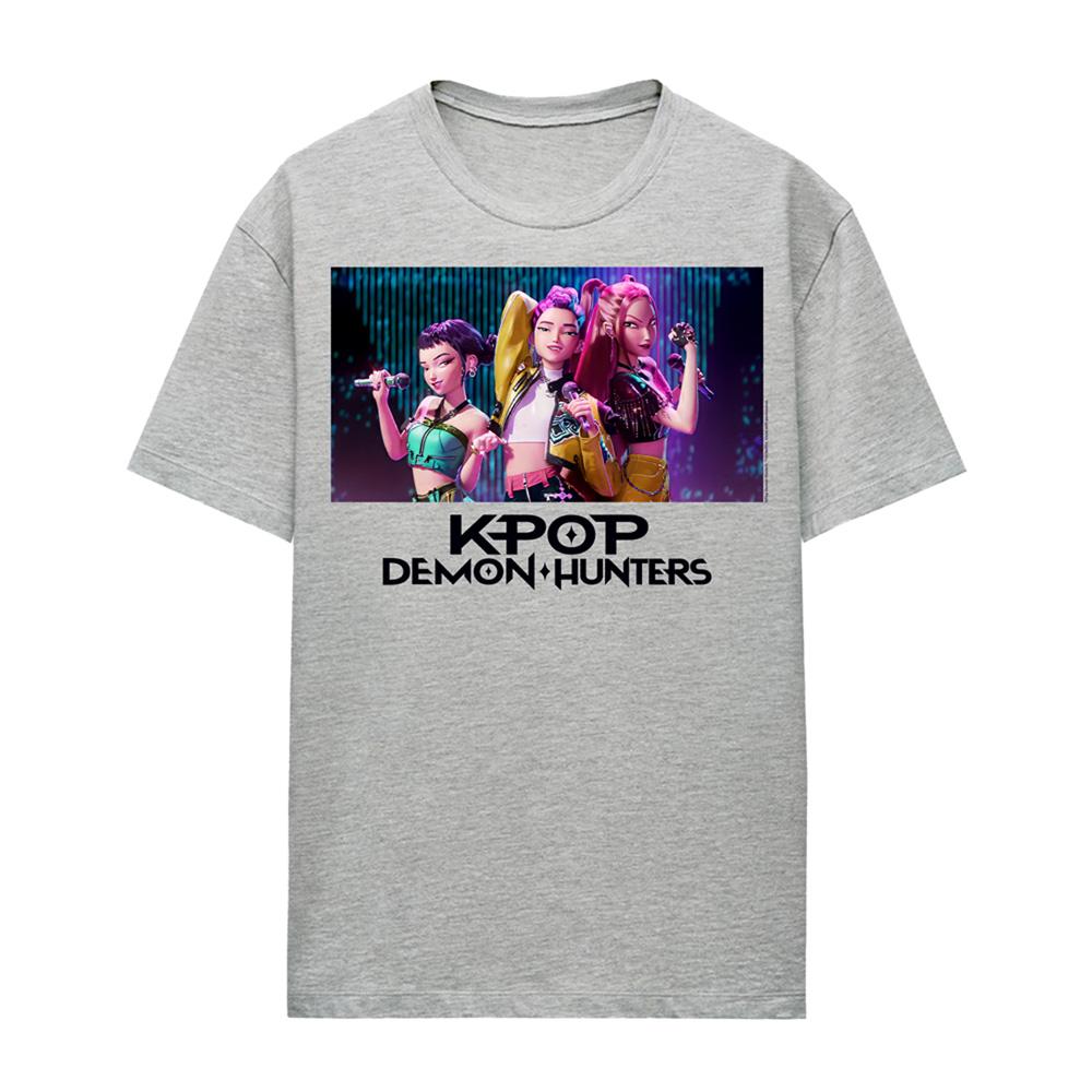 Athletic Heather - Front - K-Pop Demon Hunters Womens-Ladies Huntrix Group Singing T-Shirt
