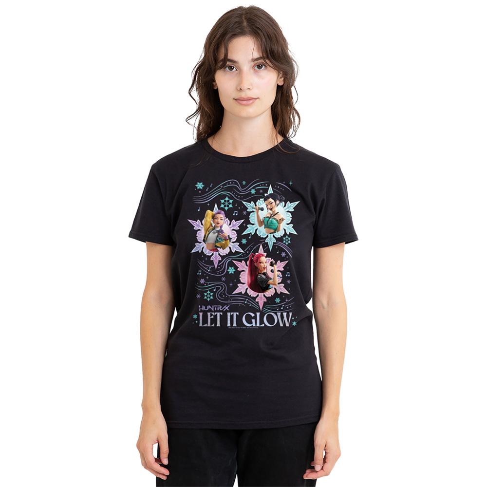 Black - Side - K-Pop Demon Hunters Womens-Ladies Huntrix Let It Glow Regular Christmas T-Shirt
