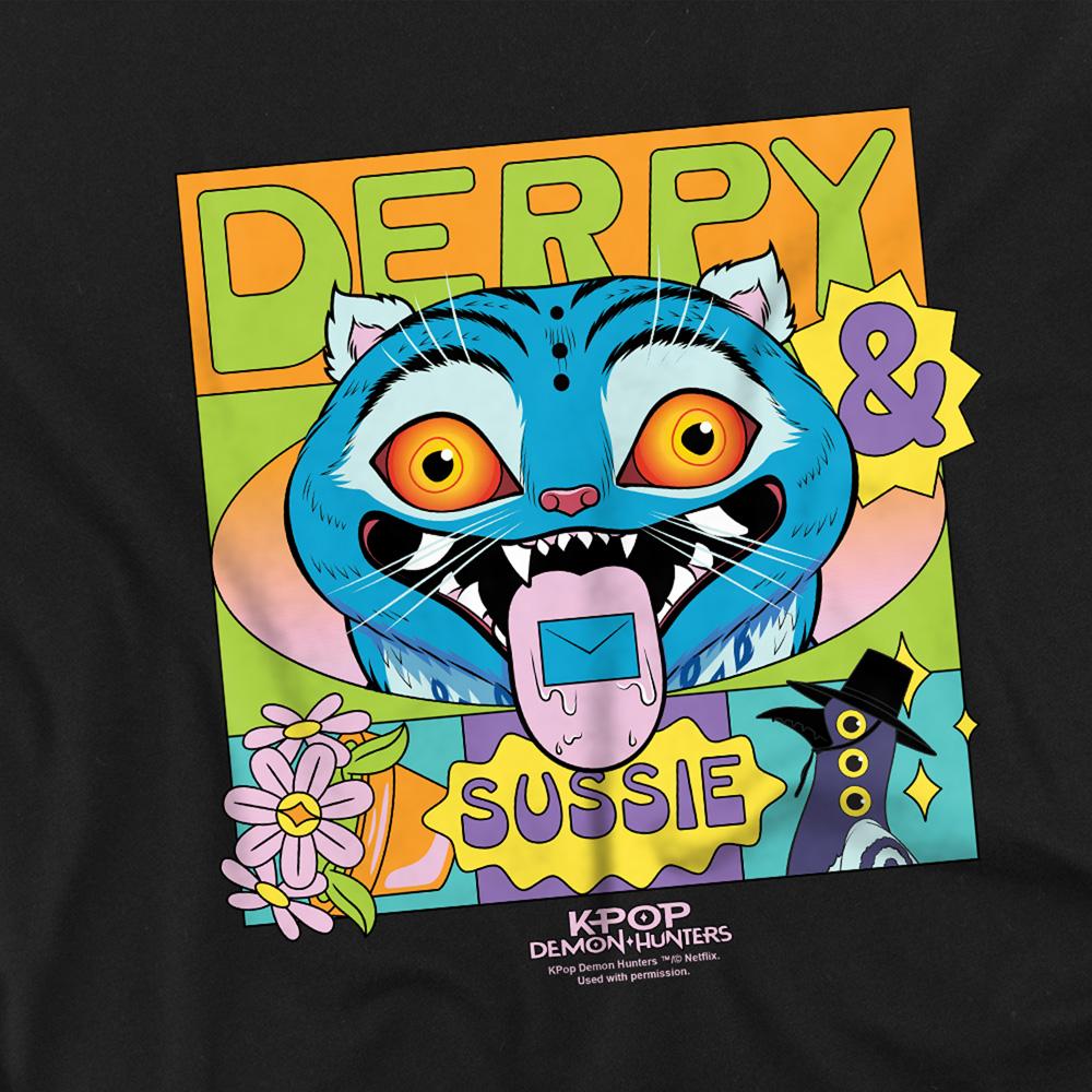 Black - Side - K-Pop Demon Hunters Childrens-Kids Summer Festival Derpy & Sussie Poster Sweatshirt