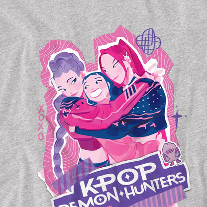 Athletic Heather - Side - K-Pop Demon Hunters Childrens-Kids Huntr-X Scrapbook Sweatshirt