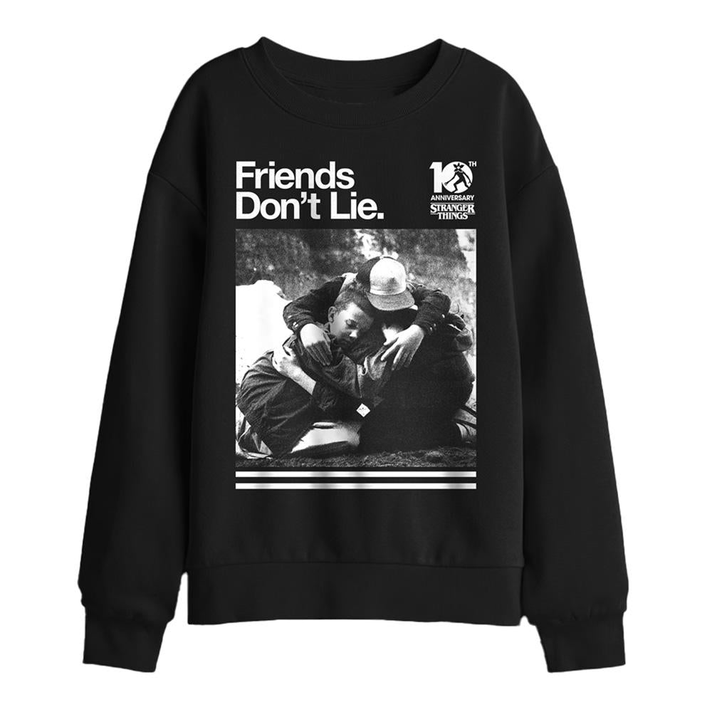 Black - Front - Stranger Things Childrens-Kids Friends Don´t Lie 10th Anniversary Sweatshirt