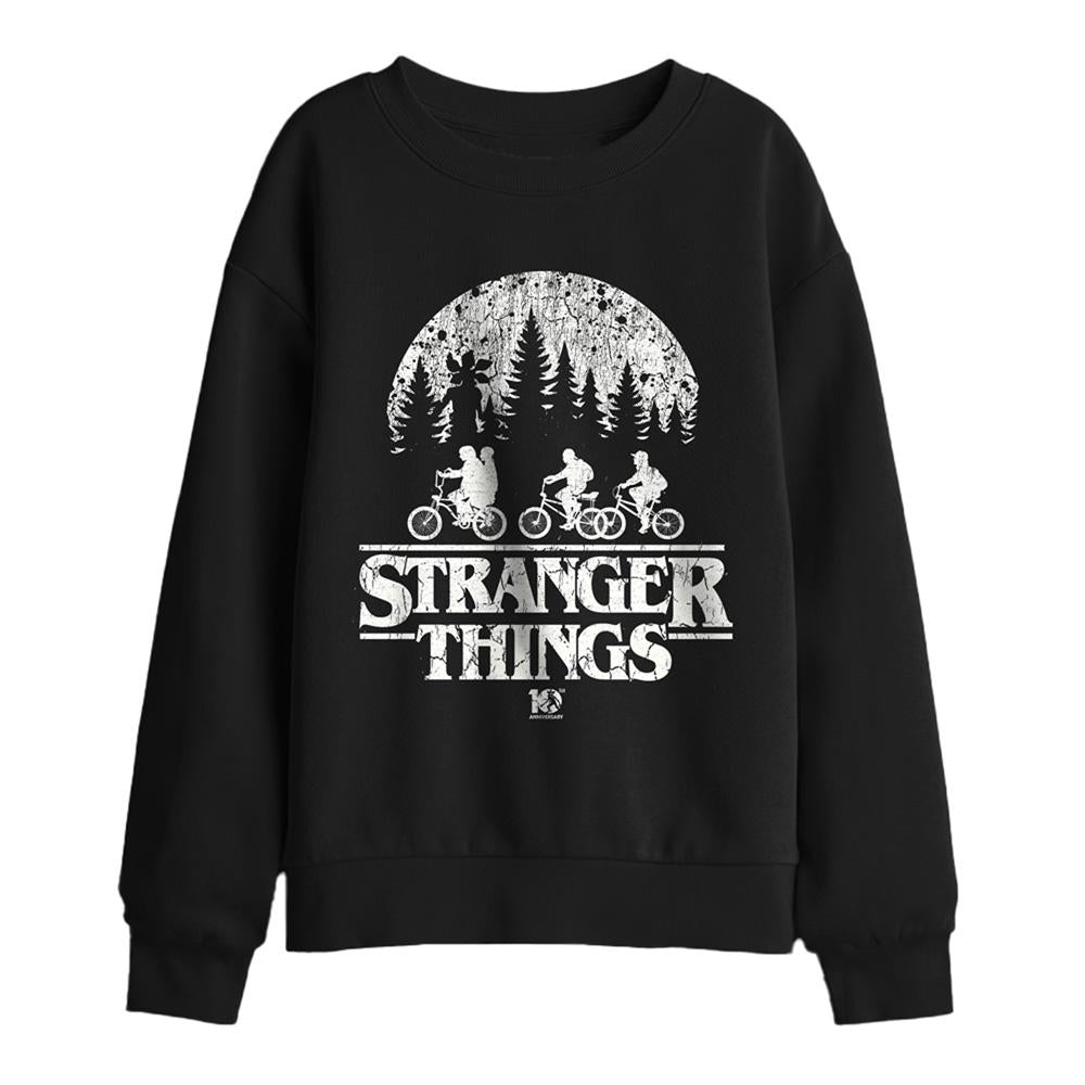 Black - Front - Stranger Things Childrens-Kids Upside Down 10th Anniversary Sweatshirt