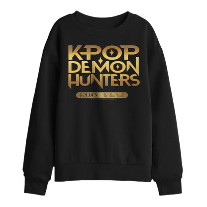 Black - Front - K-Pop Demon Hunters Childrens-Kids Golden Tour Countdown Sweatshirt