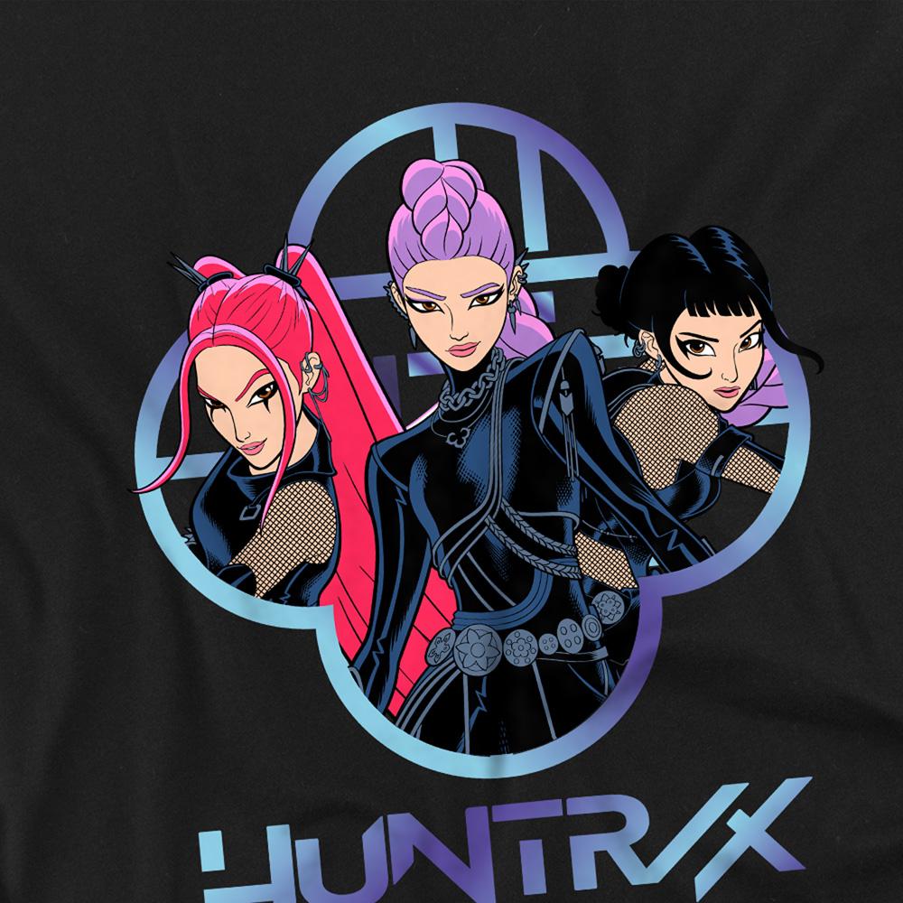 Black - Side - K-Pop Demon Hunters Childrens-Kids Huntr-X Girls Logo Sweatshirt