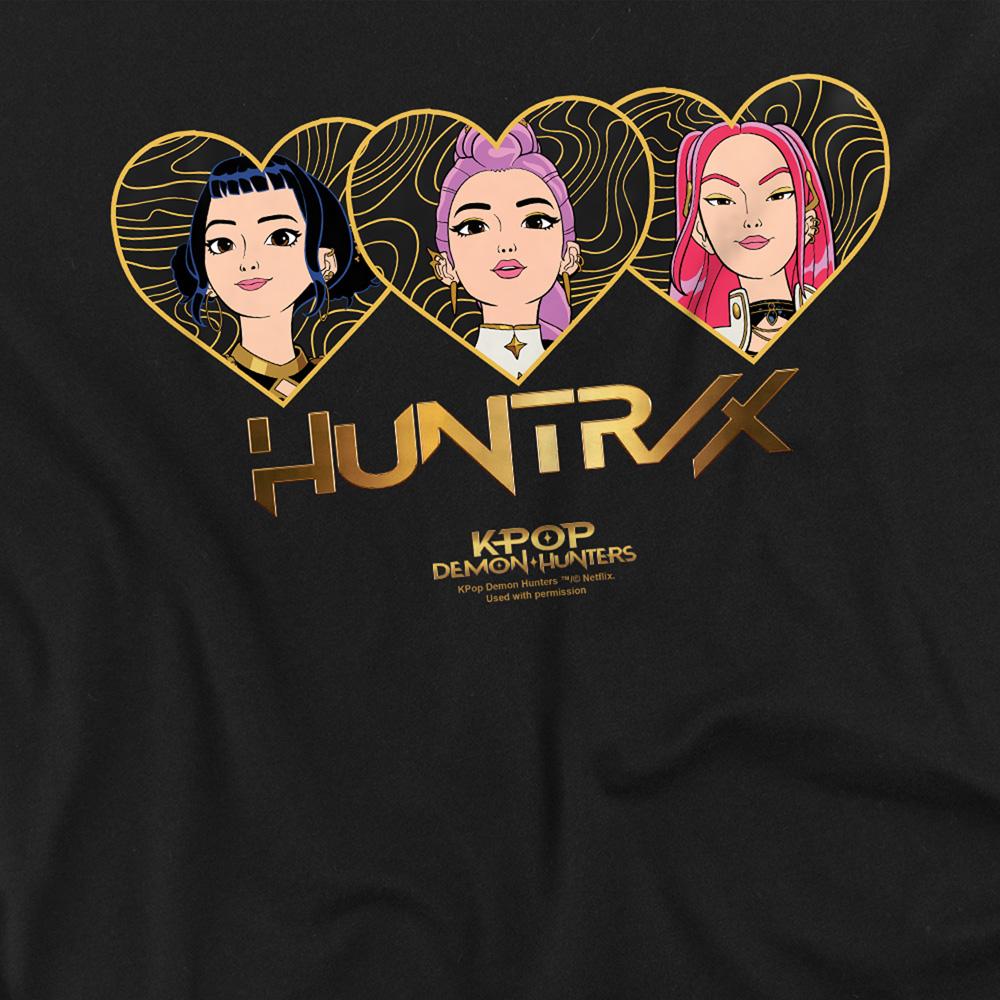 Black - Side - K-Pop Demon Hunters Childrens-Kids Huntr-X Hearts Sweatshirt