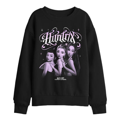 Black - Front - K-Pop Demon Hunters Childrens-Kids Huntr-X Gothic Sweatshirt