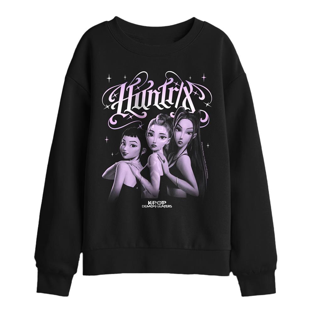 Black - Front - K-Pop Demon Hunters Childrens-Kids Huntr-X Gothic Sweatshirt