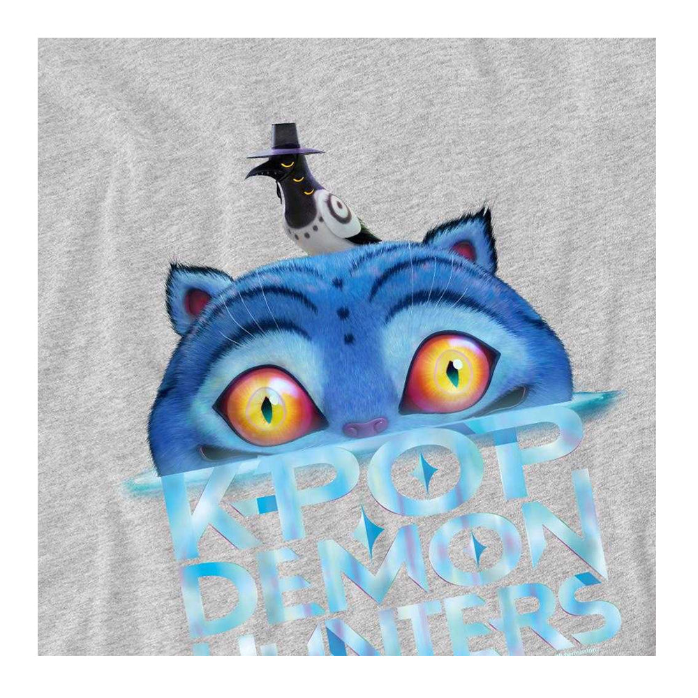 Athletic Heather - Side - K-Pop Demon Hunters Childrens-Kids Derpy Tiger Sinking Logo Sweatshirt