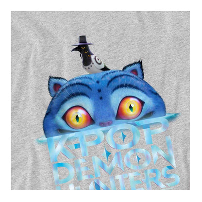 Athletic Heather - Side - K-Pop Demon Hunters Childrens-Kids Derpy Tiger Sinking Logo Sweatshirt