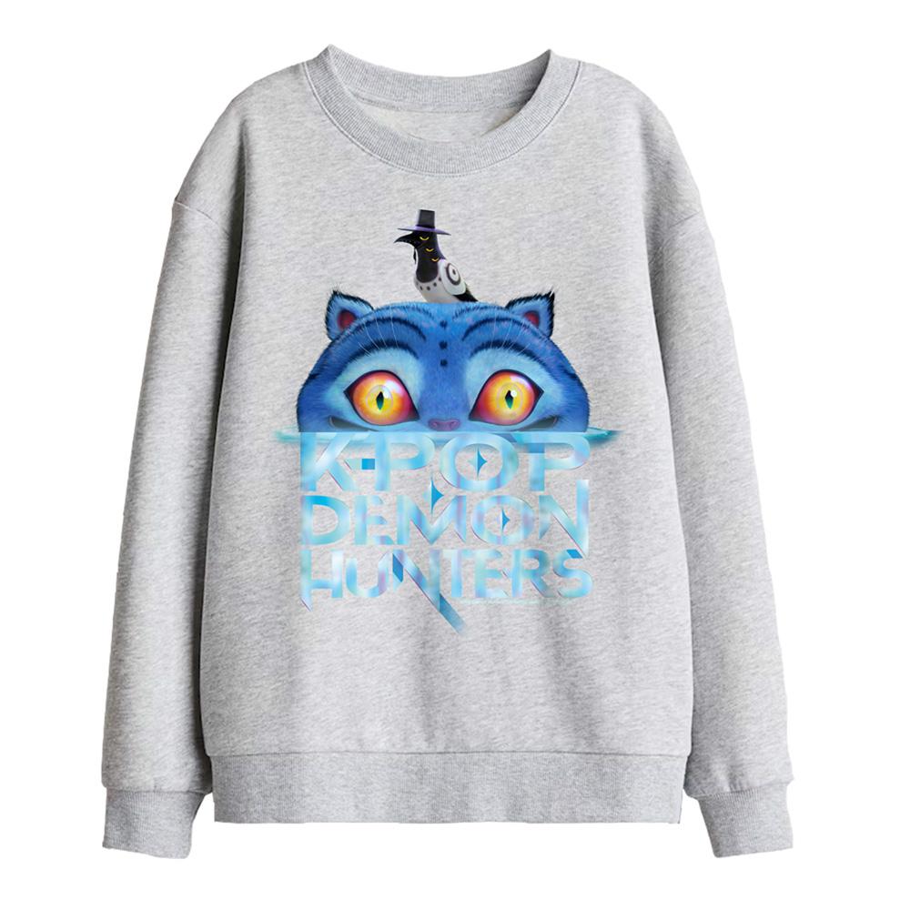 Athletic Heather - Front - K-Pop Demon Hunters Childrens-Kids Derpy Tiger Sinking Logo Sweatshirt