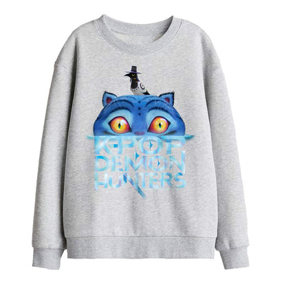 Athletic Heather - Front - K-Pop Demon Hunters Childrens-Kids Derpy Tiger Sinking Logo Sweatshirt